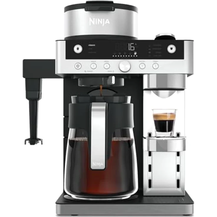 Ninja Prestige CFN802EU, 2-in-1 Filterkaffee- und Kapselmaschine mit integriertem Milchaufschäumer für Latte, Eiskaffee und Flat White, Schwarz – Bild 1