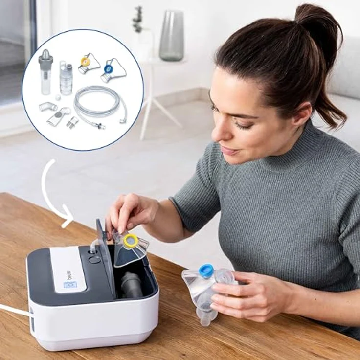 Beurer IH 28 Pro Yearpack, umfangreiches Nachkaufset mit hochwertigen Silikonsmasken & Nasendusche, Zubehör für den IH 28 Pro Inhalator, desinfektionsfähig, Vernebler, 10 Filter, Druckluftschlauch – Bild 4