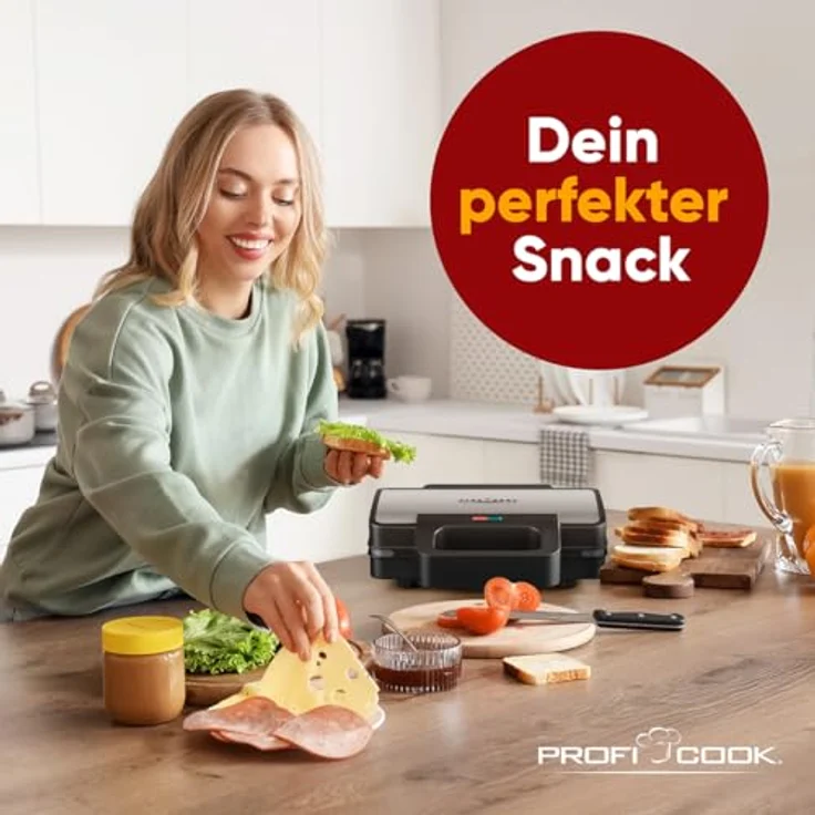 ProfiCook Sandwichmaker PC-ST 1315, große Sandwichplatten für XXL-Toasts, 900W, Edelstahl mit Antihaftbeschichtung – Bild 7