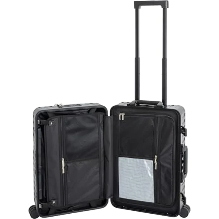 Travelhouse Hartschalen-Trolley Roma, Alu-Rahmen & Polycarbonat Hartschale, 4 Rollen, USB, Getränkehalter - 55cm, schwarz – Bild 5