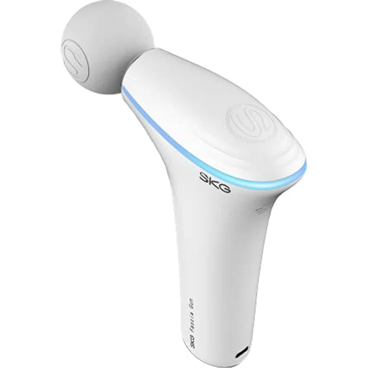 SKG F5-EN Massagepistole I 3 Massagestufen I 3 austauschbare Massageköpfe I 1.800 mAh I mit Wärmefunktion I USB-C Ladeanschluss I bis zu 11 Stunden Akkulaufzeit (weiß) – Bild 2