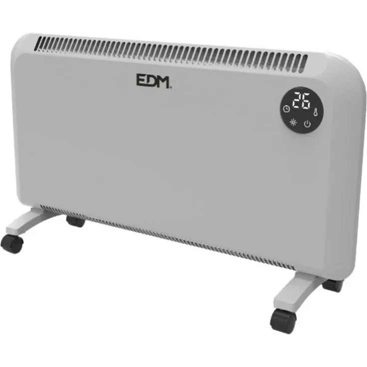 EDM Luftkonvektor 07144, 2000 W elektrische Heizung mit IP24 Schutz, weiß, Aluminium, mit Zeitschaltuhr und LED-Display