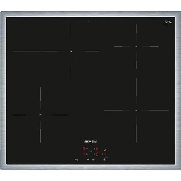 Siemens EI645CFB6E iQ300, Induktionskochfeld, 60 cm, herdgesteuert, Schwarz, Mit Rahmen aufliegend, powerBoost, powerInduktion - schneller, sauberer und sicherer kochen, Timer