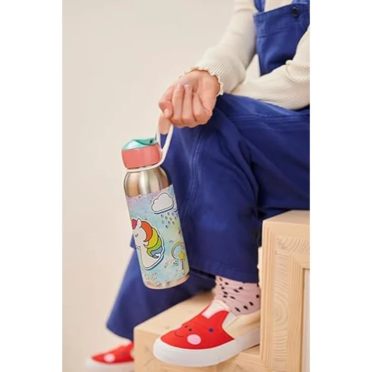 Mepal - Thermoflasche Flip-Up Campus - Isolierte Trinkflaschen Little Dutch - Edelstahl Thermosflasche - 9 Stunden heiß & 12 Stunden kalt - BPA-frei - 350 ml - Flowers & Butterflies - Preisvergleich – Bild 4