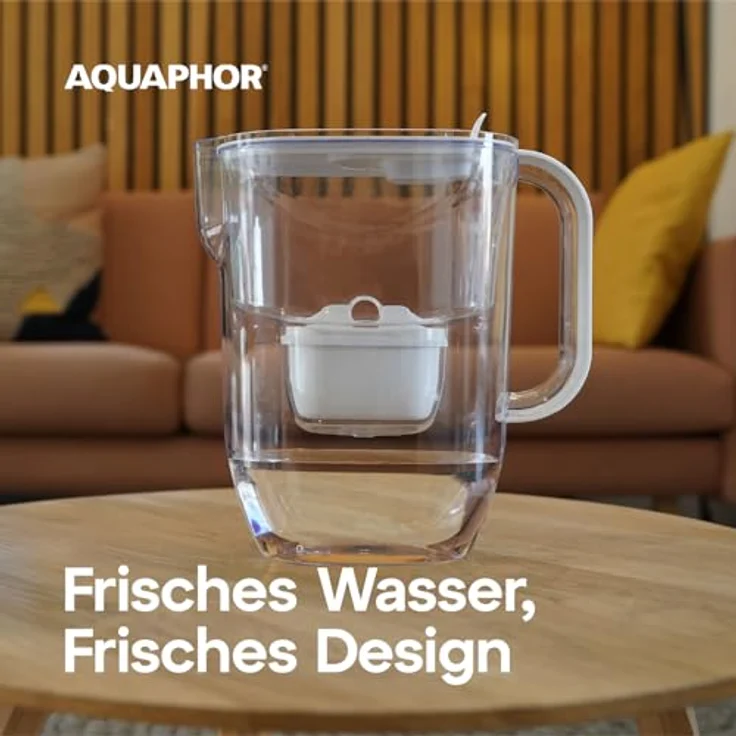 AQUAPHOR Fresh Wasserfilter Kanne 3,2 L – Mit 3 MAXFOR+ Kartuschen, reduziert Kalk & Chlor – BPA-frei und spülmaschinenfest – Weiß – Bild 2