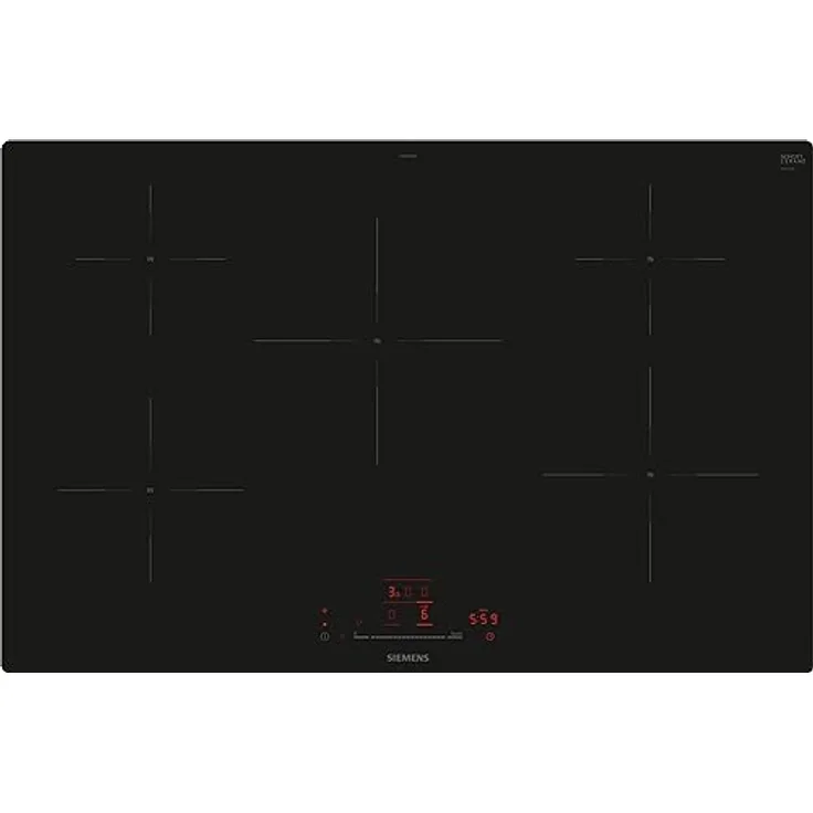 Siemens EH801HVB1E iQ100, Smartes Induktionskochfeld, 80 cm, Schwarz, flächenbündig, TouchSlider, Intelligente Dunstabzugsautomatik – das perfekte Zusammenspiel von Kochfeld und Dunstabzugshaube