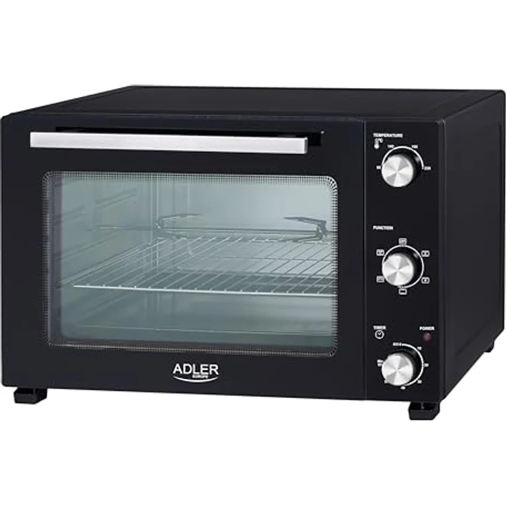 Adler Minibackofen AD 6026, Elektrobackofen, 48L, Umluft, Timer, Drehspieß, schwarz – Bild 2