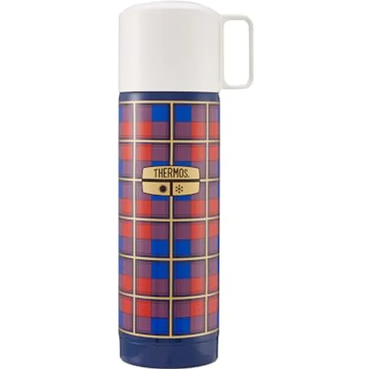 Thermos THERMOS REVIVAL BEVERAGE BOTTLE 0,50l, retro blue, Isolierflasche Edelstahl mit Trinkbecher, 18 h heiß / 24 h kalt, spülmaschinenfest, absolut dicht, BPA-frei