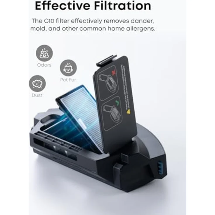 eufy Roboterstaubsauger-Ersatzset, kompatibel mit eufy C10, All-in-One-Wartungspaket mit 2 Seitenbürsten, 2 Hochleistungsfiltersätzen, 2 Rollbürsten und 1 Rollbürstenabdeckung – Bild 5