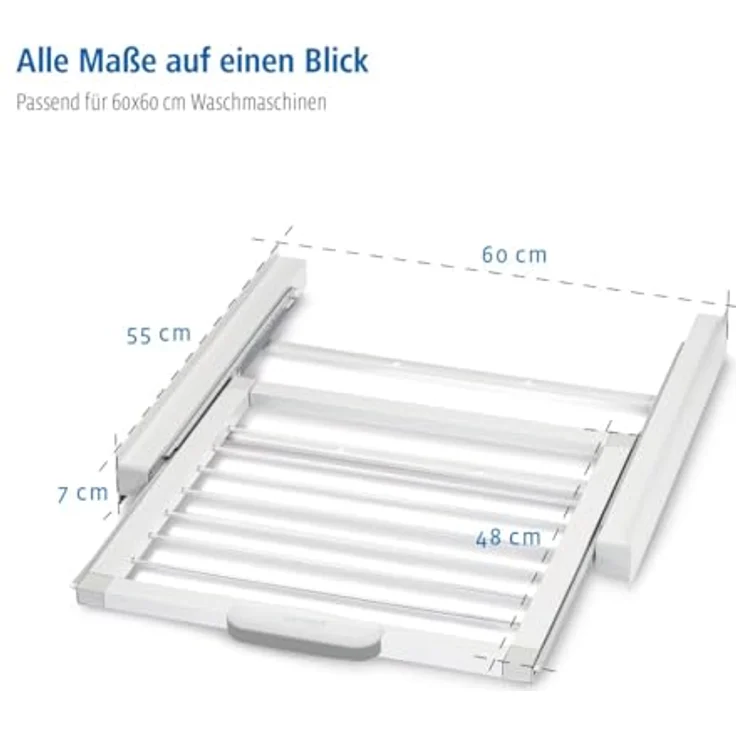 Xavax Zwischenbaurahmen mit Wäscheleine (Verbindungsrahmen für Waschmaschine und Trockner, Zwischenbausatz mit integriertem Wäscheständer, inkl. Zurrgurt) weiß – Bild 5