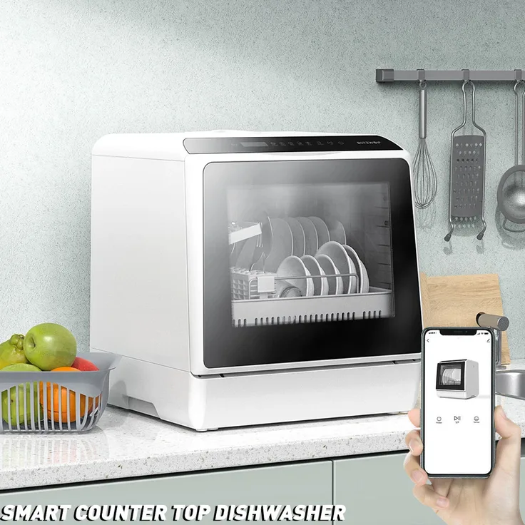 Blitzhome BH-CDW1 Tischgeschirrspüler 900W, 5L Kapazität, 5 Waschprogramme, APP Smart Control, 3D-360° Reinigung