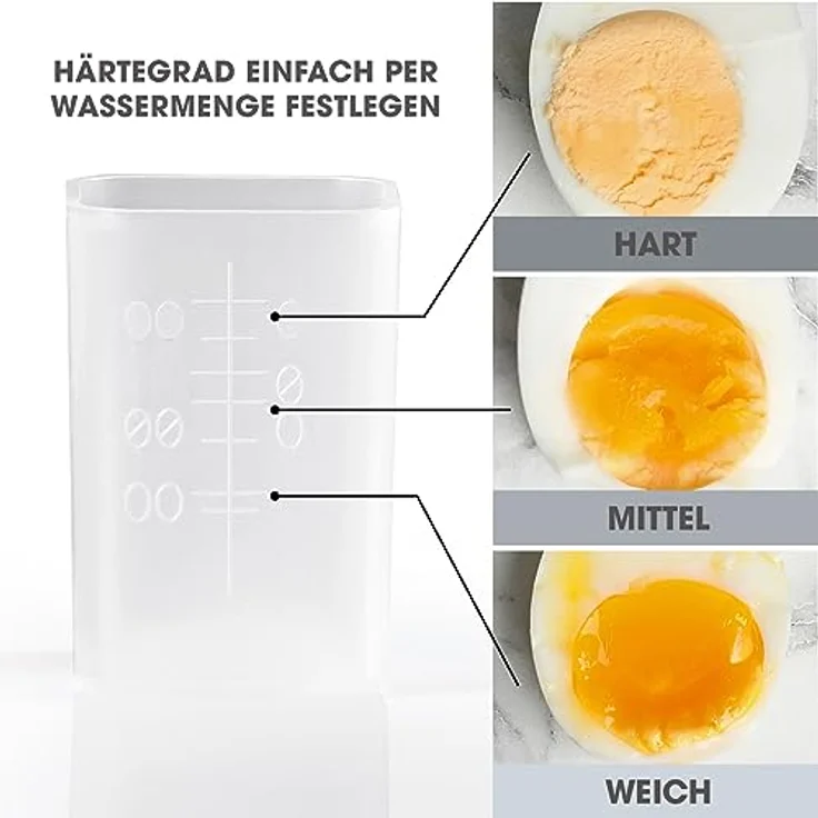 GOURMETmaxx Eierkocher für 2 Eier | Elektrischer Egg Cooker mit Messbecher & Ei-Pick | Kompaktes Design [Edelstahl] – Bild 5