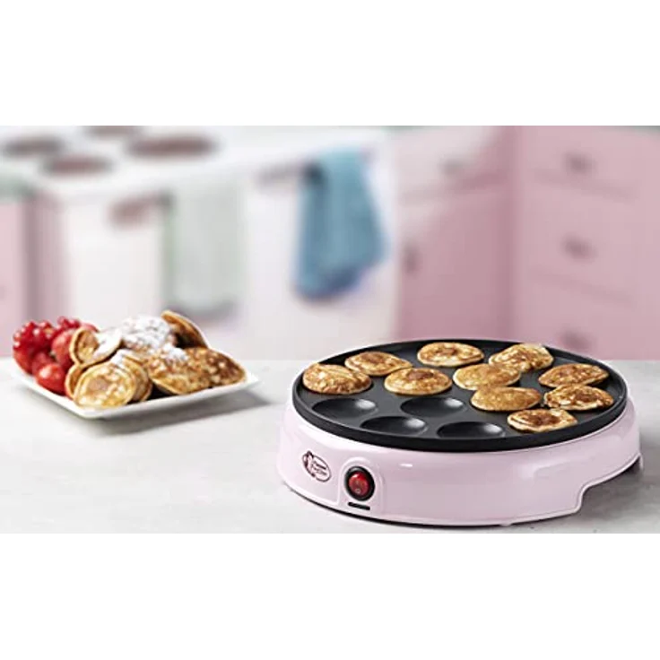Bestron APFM700SDP Poffertjes Maker, 800W, Kontrollleuchte, antihaftbeschichtet, rosa – Bild 3