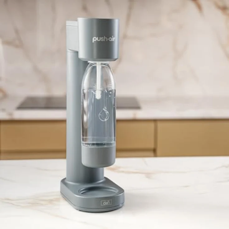 Dafi PushAir Saturator, Wassersprudler mit CO2-Kartusche und 0,7l Flasche aus Stahl, grau – Bild 2