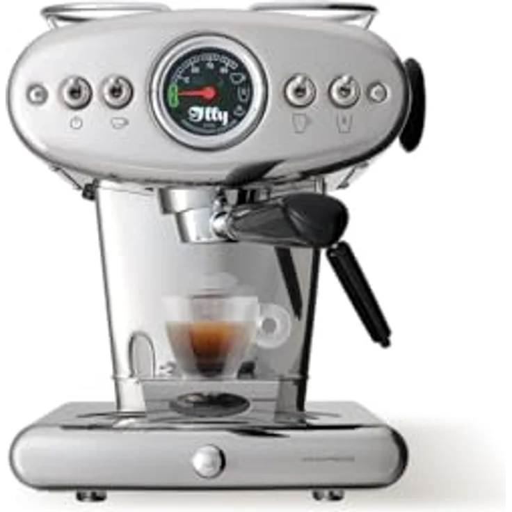 Illy X1 Anniversary chrom, Kapselmaschine aus Edelstahl mit halbautomatischer Kaffeezubereitung und Dampfdüse – Bild 2