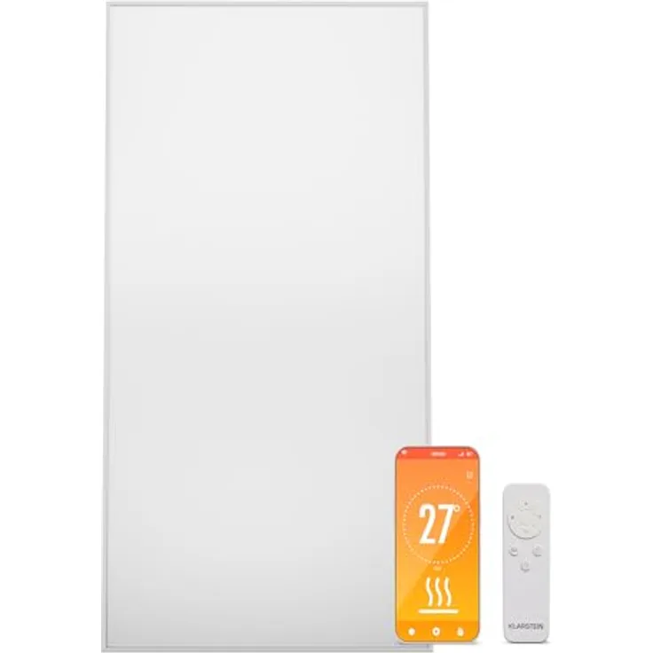 Klarstein Infrarotheizung mit Thermostat, 770W Elektroheizung, Smart Home Infrarotheizung zur Wandmontage, IR mit App-Steuerung & Erkennung Offener Fenster, Effizienter Feuchtraum Heizkörper CO2-Frei