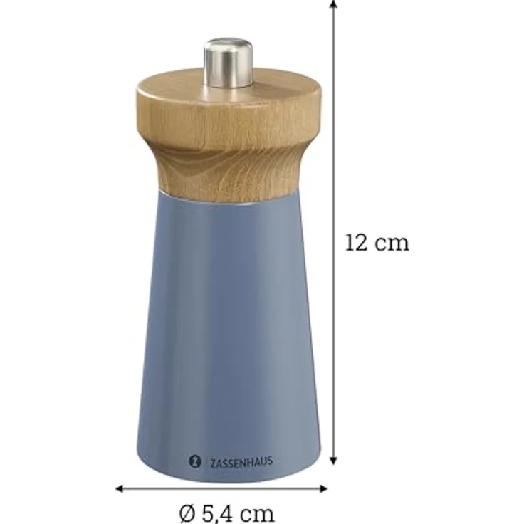 Zassenhaus Pfeffermühle WESTERLAND deep sea | lackiertes Buchenholz | Mühlenkopf aus Buchenholz | mit stufenlos verstellbarem Hochleistungs-Keramikmahlwerk | Gewürzmühle für Pfeffer | 12 cm, Ø 5,4 cm – Bild 2