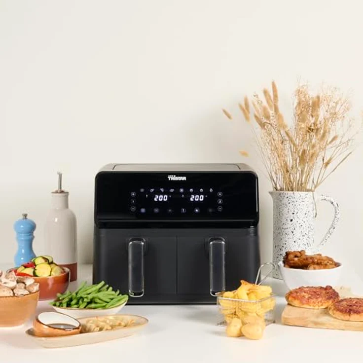 Tristar FR-9026 Doppelkorb-Heißluftfritteuse, 8 Liter, 2700 Watt, schwarz – Bild 3