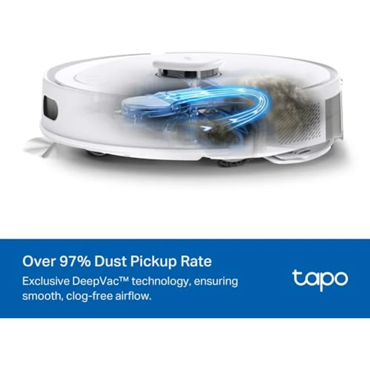 TP-Link Tapo RV30 Max Plus, Staubsauger Roboter mit Auto-Empty, 5300 Pa Saugkraft, Wischfunktion, Weiss – Bild 3