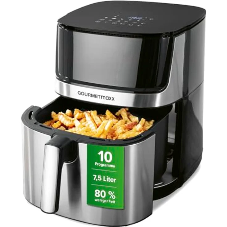 GOURMETmaxx 4in1-digitale Heißluftfritteuse | Leistungsstarker Airfryer 2200 W | Fettarmes + energiesparendes Frittieren mit Touchdisplay & Timerfunktion - 7,5l | inkl. 10 Programme – Bild 1