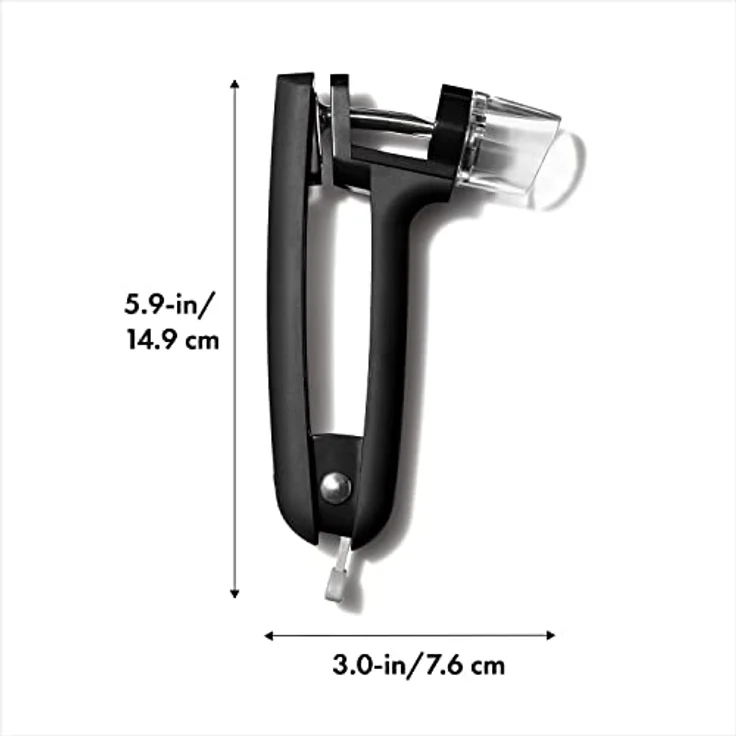 OXO Good Grips Kirschkernentsteiner / Olivenentkerner aus Edelstahl, schwarz – Bild 2