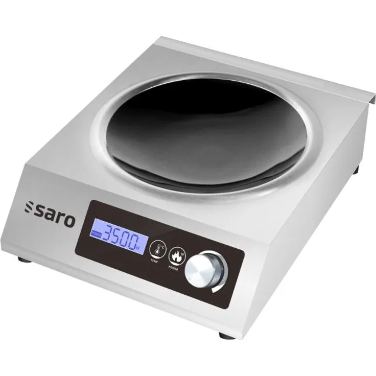 SARO Wok-Induktionskochfeld ASKAN, 3,5 kW aus Edelstahl mit 10 Heizstufen und LCD-Display