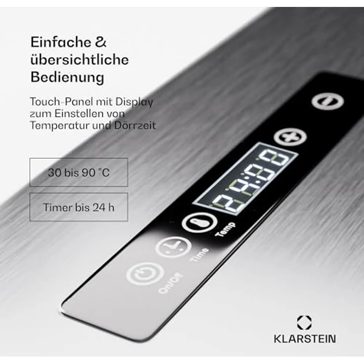 Klarstein Dörrgerät, Dörrautomat für Gemüse, Obst, Pilze & Fleisch, 1500W Edelstahl-Dörrautomat, Trockenautomat mit 16 Metallgitter, Dörrgerät mit 24H Timer & Touch-Display, Food Dehydrator – Bild 5
