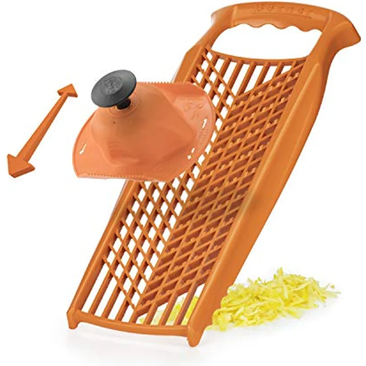 Börner Reibe PowerLine (Fein & Grob) • Küchenreibe für Gemüse, Obst und Käse • Gemüsereibe beidseitig verwendbar • Gemüsehobel • Käsereibe • Küchenhobel (Orange) – Bild 5