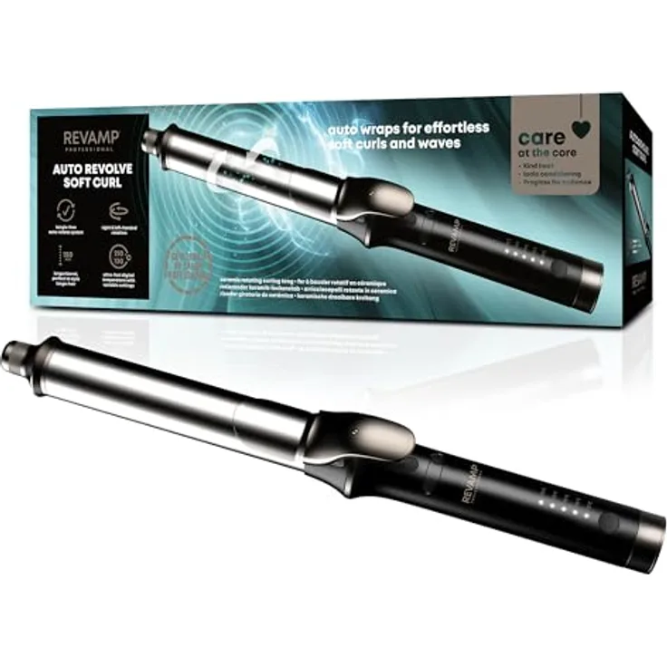 Revamp Professional Auto Revolve Soft Curl Tong, automatischer Lockenstab mit keramischer Beschichtung, 32 mm, 5 Temperaturstufen, ergonomisches Design