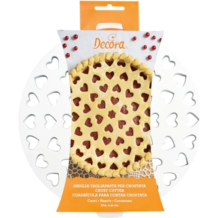 Decora Gitter Ausstecher Herzen, Kunststoff, weiß, 30 cm Kuchen – Bild 2