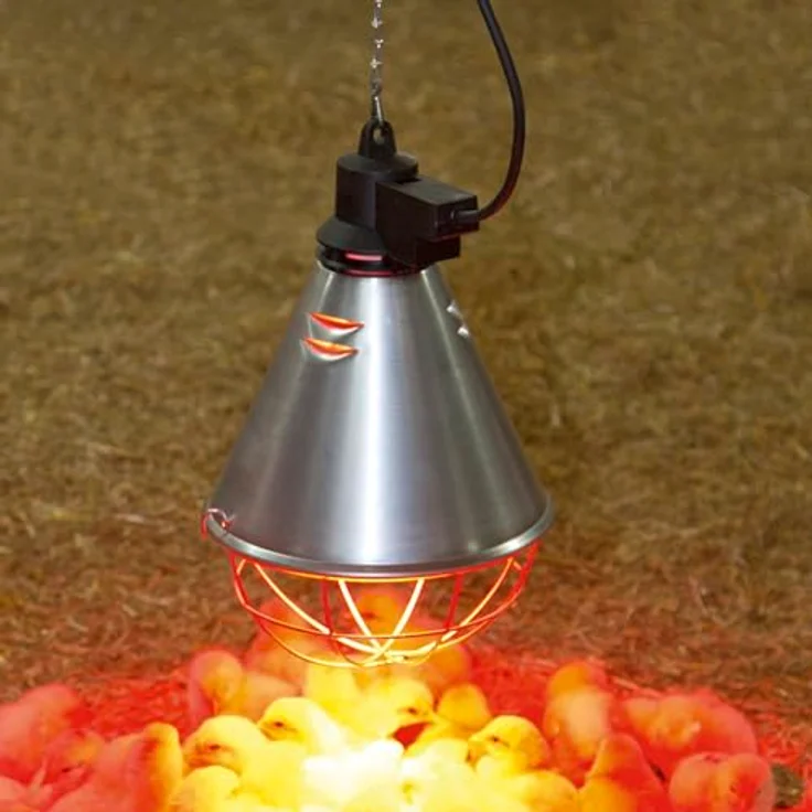 Kerbl Infrarot-Reflektor 175 W mit 5 m Kabel, Aluminiumschirm mit 6 Lüftungsschlitzen und 20 kg Tragkraft – Bild 5