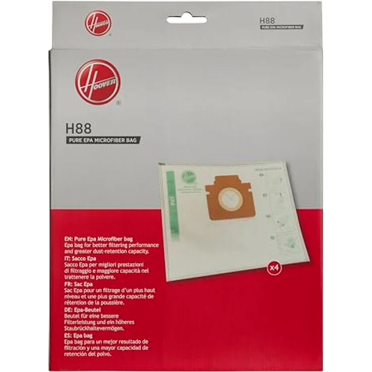 Hoover H89 Staubsauger XL-Beutel, Original, Mikrofaser, Pure EPA, Anti-Geruch, Extra-Filterung, kompatibel mit Hoover H-ENERGY 500, 4 Stück – Bild 5