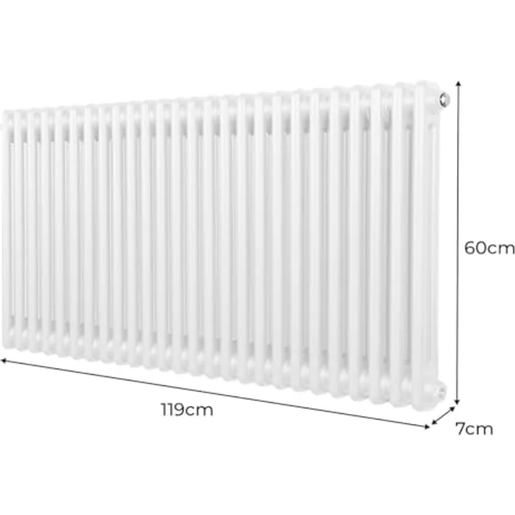 Monster Shop Traditioneller 2-Spalten-Heizkörper 600 x 1192mm | Glänzender Weiß Kohlenstoffstahl | Hohe Wärmeleistung & Leichte Wartung – Bild 5