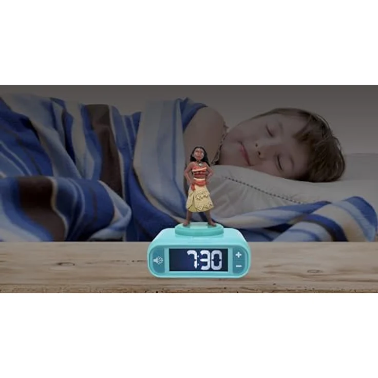 Lexibook Vaiana Nattljus Väckarklocka RL800VN, mit LCD-Bildschirm, 6 Melodien, Snoozefunktion, leuchtend – Bild 4