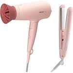 Philips 3000 Series Haarstyling-Set BHP398/00 1.600 W, ThermoProtect Aufsatz, keratinbeschichtete Platten, Peach