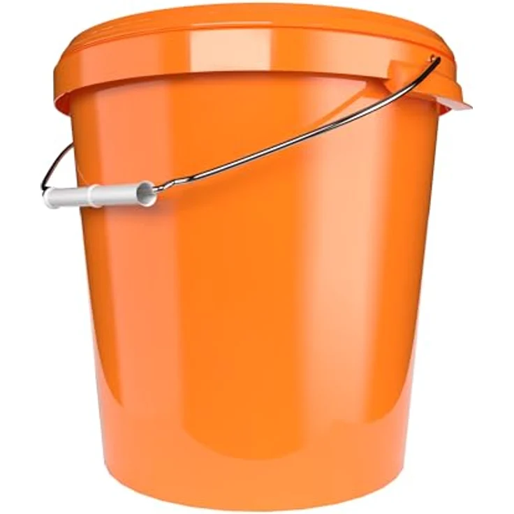 FixedByU 10 Eimer mit Deckel 30 Liter Made in Germany - lebensmittelecht, stabil, luftdicht - Vorratseimer Orange – Bild 4