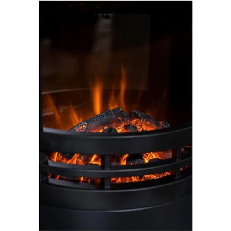 Eurom Orsa, Nordische Feuerstelle - 2000W Elektrokamin mit Flammeneffekt, Schwarz, 2 Leistungsstufen, Thermostat, Stehend – Bild 3