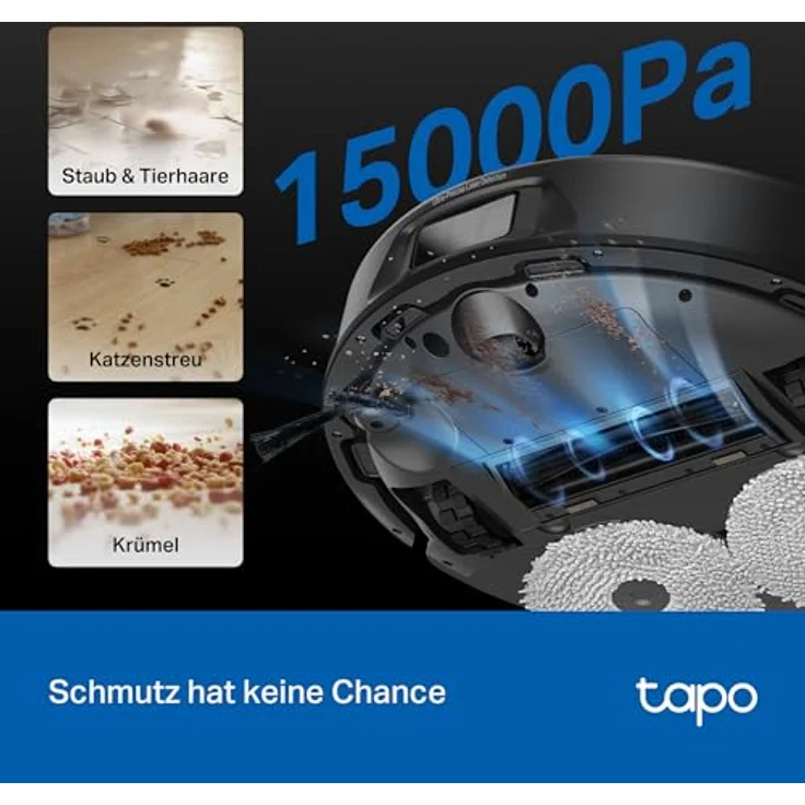 Tapo RV50 Pro Omni Saugroboter mit Wischfunktion, 15.000 Pa, selbstreinigende All-in-One-Dockingstation, Anti-Tangle-System, Smart-Home-kompatibel, Matter – Bild 5