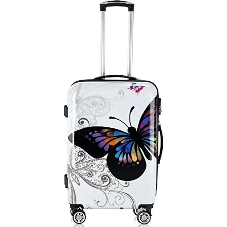 Monzana® Hartschalenkoffer Set Butterfly Basic Reisekoffer Trolley Koffer ABS Zwilllingsrolle Alu-Teleskopgriff Schloss – Bild 4