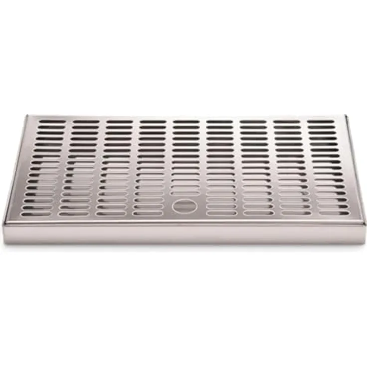 BieTal Theken Tropfschale Tropfblech Tropfkasten - Edelstahl - 26x15x2cm - 2-teilig - Ideal für Schanksäulen - Abgerundete Ecken - Fingerloch