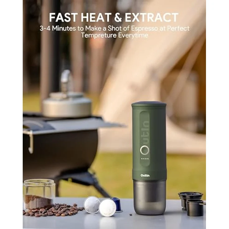 OutIn Espressomaschine tragbare Espressomaschine, automatische Extraktion, 80 ml Wassertank, 7500-mAh-Batterie – Bild 6