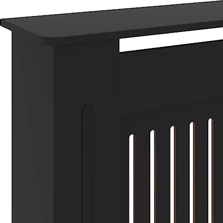 vidaXL Tarik Heizkörperverkleidung, Schwarz, einstellbare Länge 142-205 cm, modernes Lattenrost-Design aus robustem MDF – Bild 7