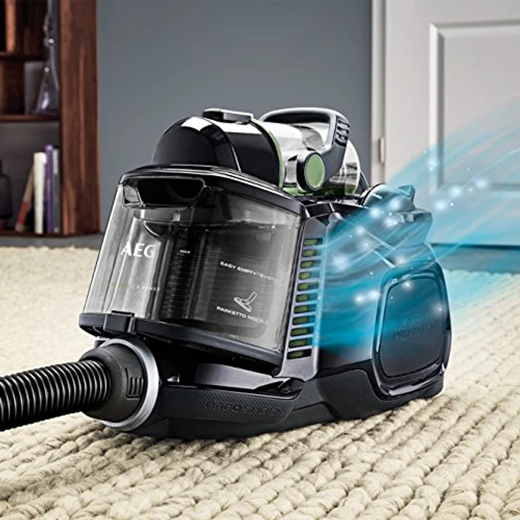 AEG LX7-2-ÖKOX Staubsauger ohne Beutel (55% Recyclingmaterial, inkl. Zusatzdüsen, 750 Watt, 9 m Aktionsradius, 1,4 l Staubbehälter, ergonomischer Handgriff, waschbarer Hygiene Filter, schwarz-grün) – Bild 6