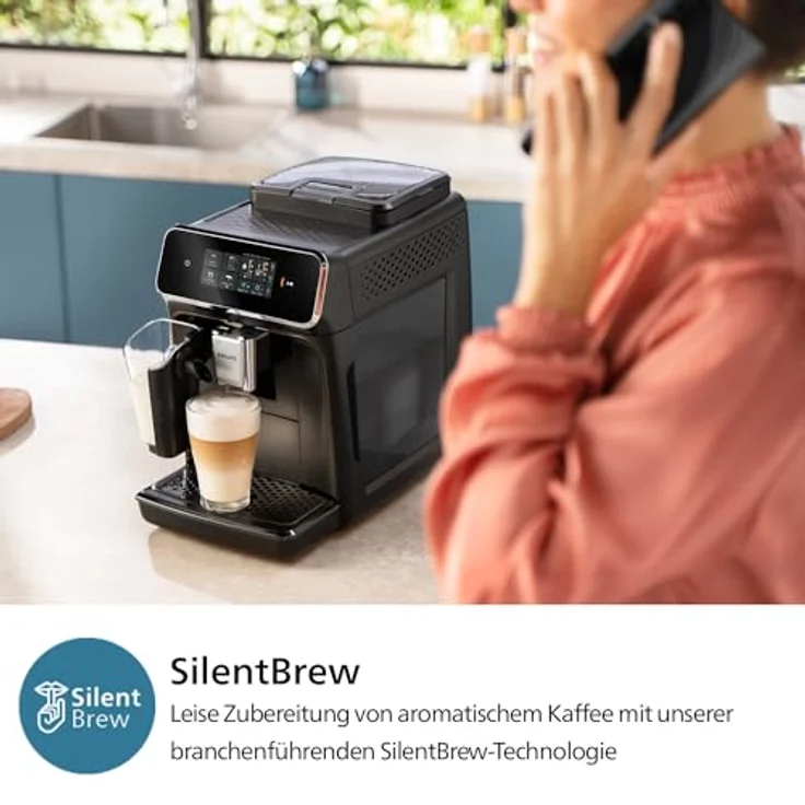 Philips 2300 Series Kaffeevollautomat - 4 Getränke, Modernes Farb-Touchscreen-Display, LatteGo-Milchsystem, SilentBrew, 100% Keramikmahlwerk, AquaClean Filter. Mattschwarz – Bild 5