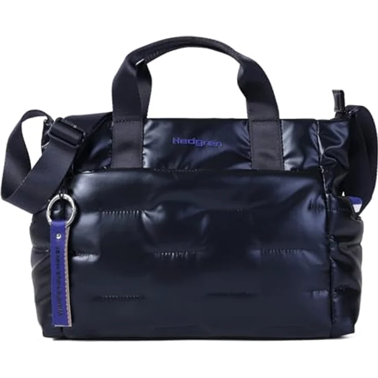 Hedgren Cocoon Umhängetasche, glänzende Schultertasche mit 2 Einschubfächern und Zipperfach, Peacoat Blue – Bild 2