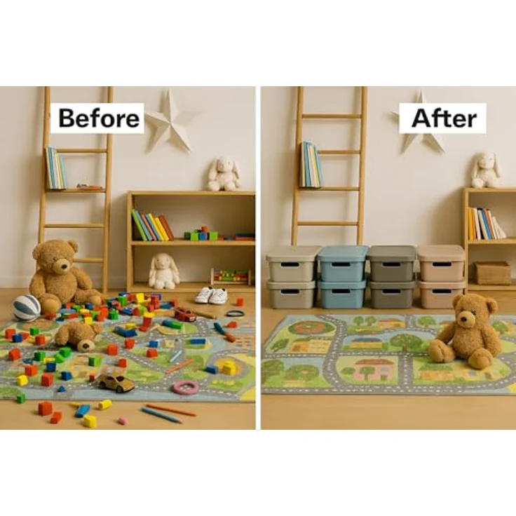 Plastard Aufbewahrungsboxen mit Deckel 19 L, 4er-Set, grau, BPA-frei, stapelbar, robuste Kunststoffbox für Küche, Bad, Büro, Kinderzimmer – Bild 4