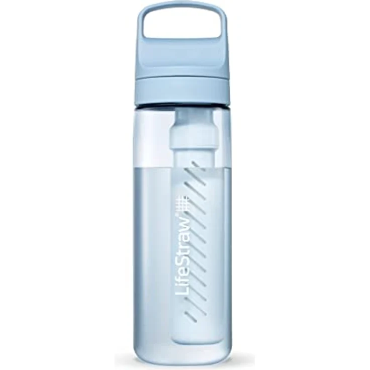 LifeStraw Go Serie - BPA-freie Trinkflasche mit Wasserfilter 650ml für Reisen und den täglichen Gebrauch - entfernt Bakterien, Parasiten, Mikroplastik + verbessert den Geschmack, Icelandic Blue (blau) – Bild 1