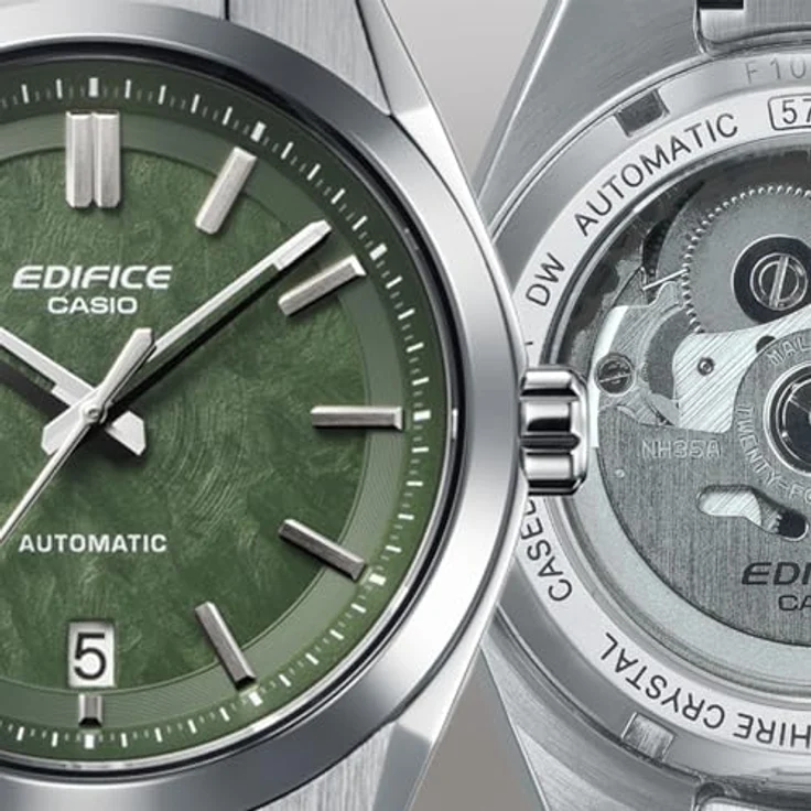 Casio Edifice EFK-100D-3AER Automatikuhr, 39 mm Edelstahlgehäuse, grünes galvanisches Zifferblatt, 100 m wasserdicht, Automatikwerk mit 40 h Gangreserve – Bild 4