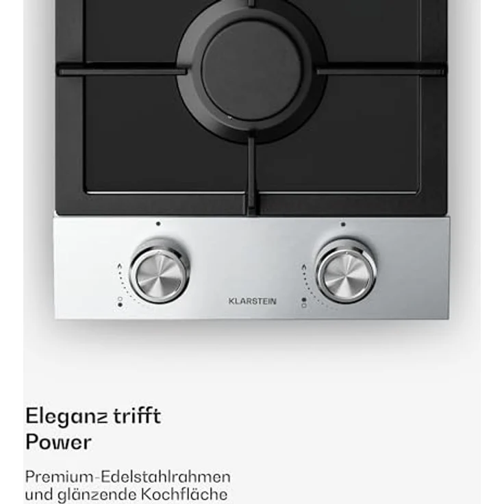 Klarstein Verosteel PG3020BG-DCB, Gas-Kochfeld mit 2 Brennern, 4200 W, schwarzes Glas und Edelstahl – Bild 4