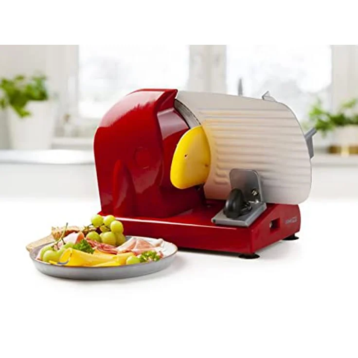 Domo DO522S Allesschneider, 200W, Edelstahl-Zahnschliff-Messer, rot – Bild 2